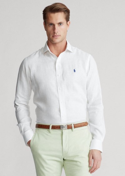 Camisa Polo Ralph Lauren Hombre Blancos - Custom Fit Linen - GCPZS0643